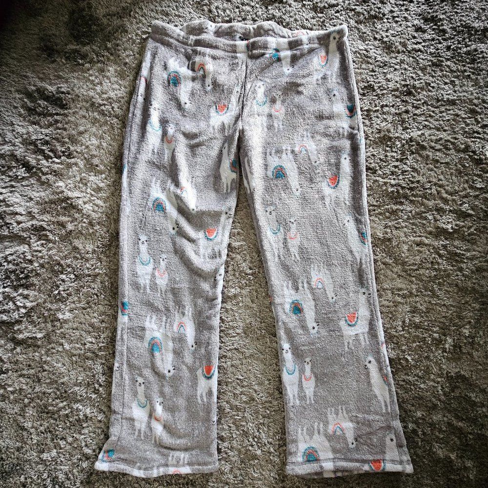 Women's Joe Boxer Llama Lounge Pajama Pants Gray White Pink Blue Size XL